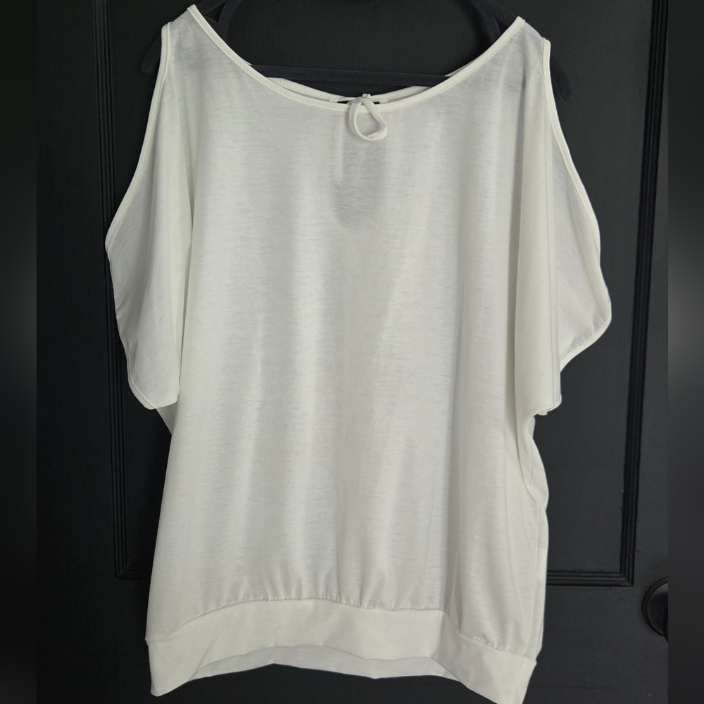 SHEIN White Relaxed Tie Front Cap Sleeve Blouse
